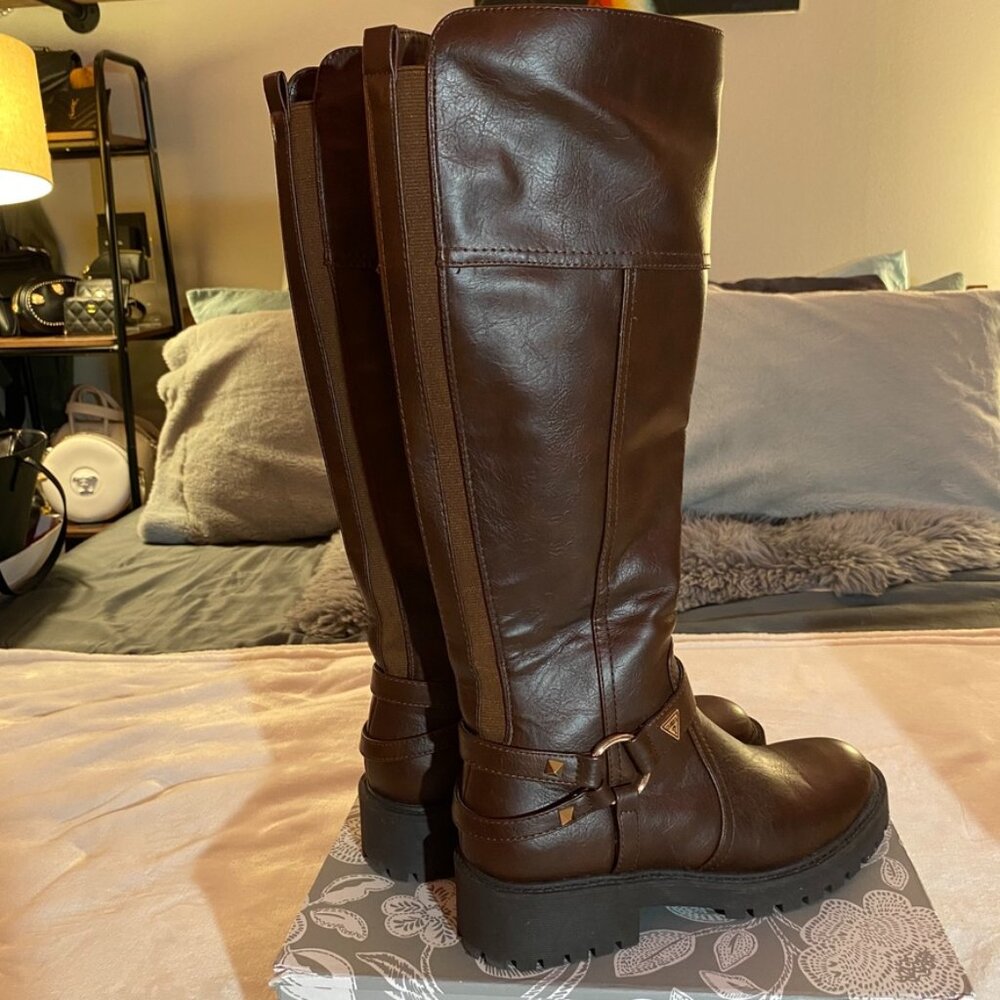 Guess knee-high boots dark brown size 7.5